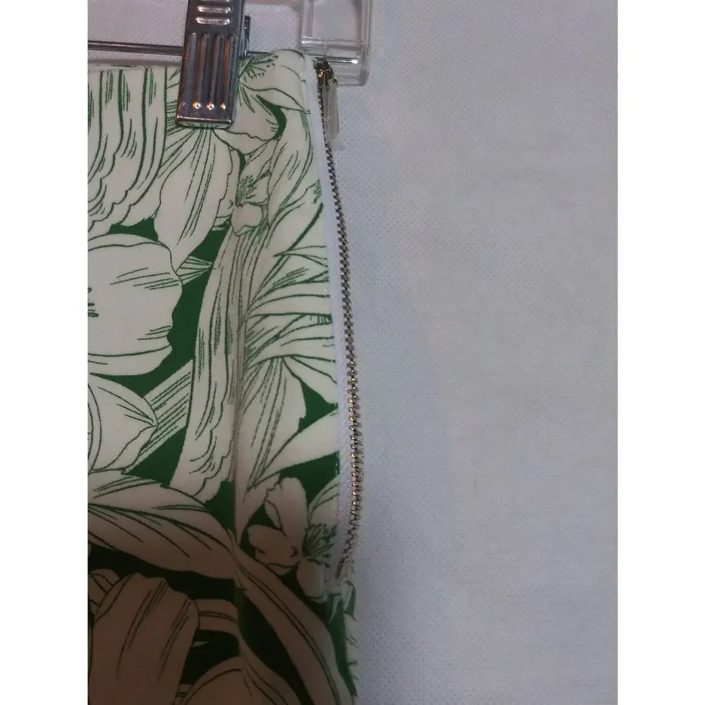 WHBM Green & White Floral Skinny Crop Tropical Bird Vacation Pull On Size 2